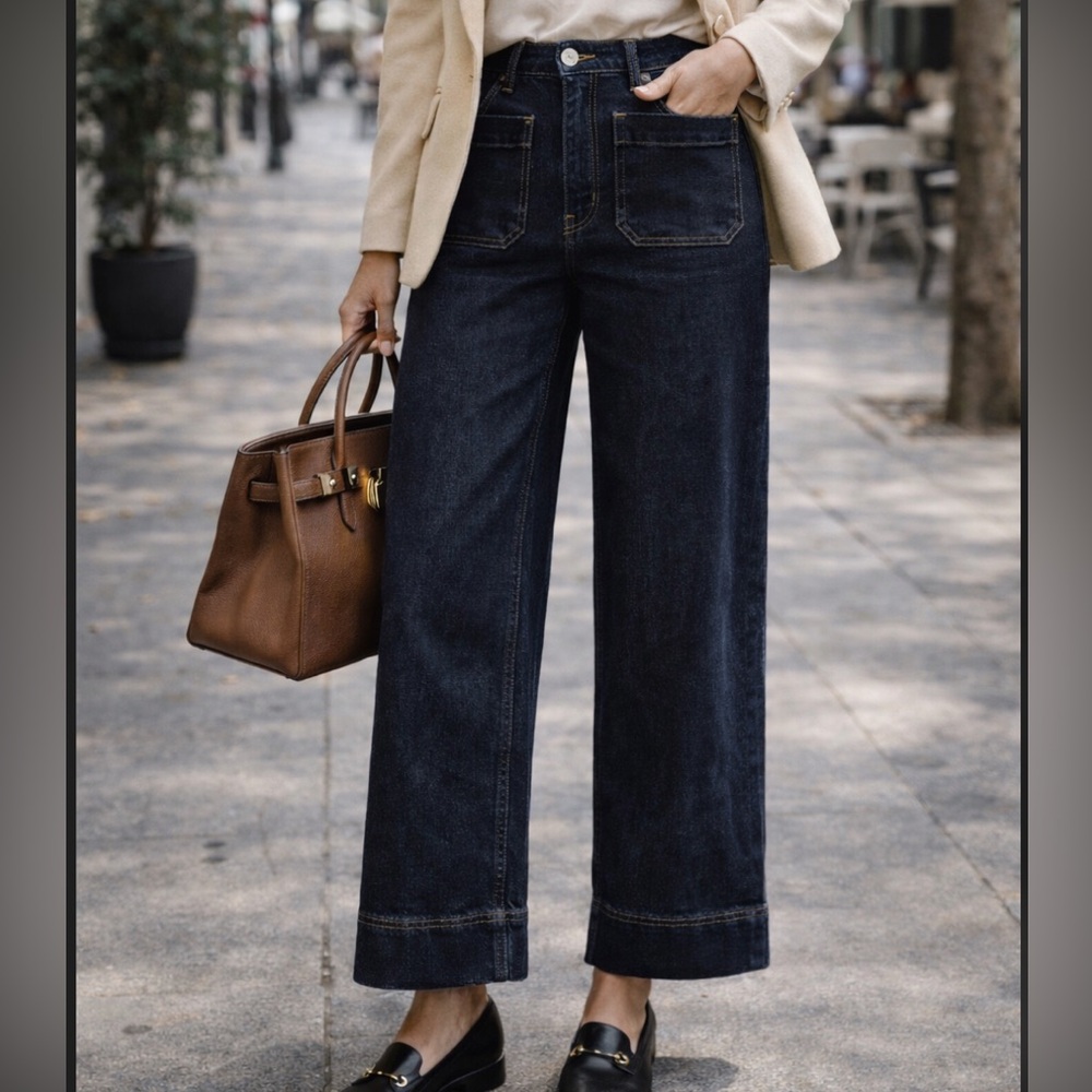 & Other Stories Paris Atelier Dark‎ Wash Wide-Leg Jeans | Refined Luxury Denim